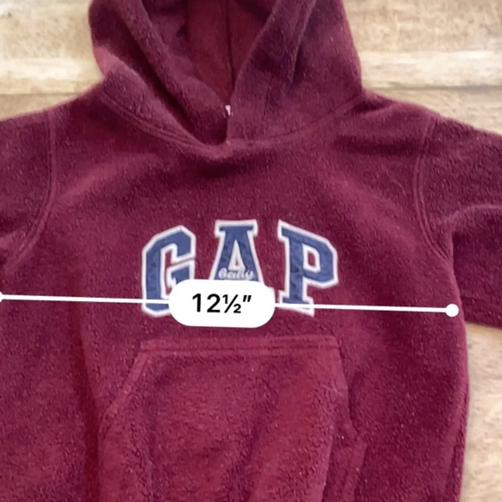 Vintage Baby Gap Unisex 2XL (24-30 Months) 100% Polyester Maroon Graphic Hoodie‎